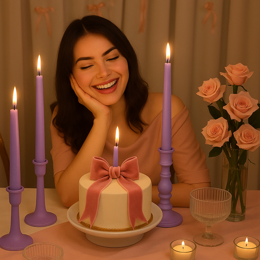 Lavender Taper Candles – Elegant Scented Candles for Romantic Dinner & Calm Evenings(Pack of 3)