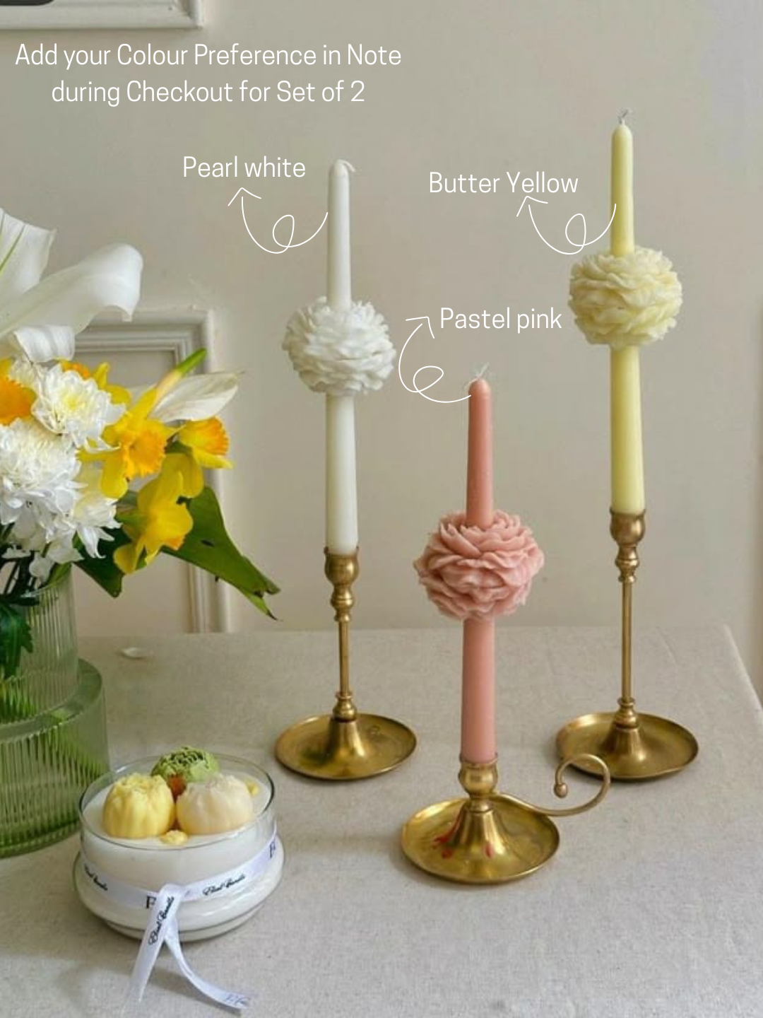Flamingo Flower Tapered Candle – Elegant Wedding & Home Décor