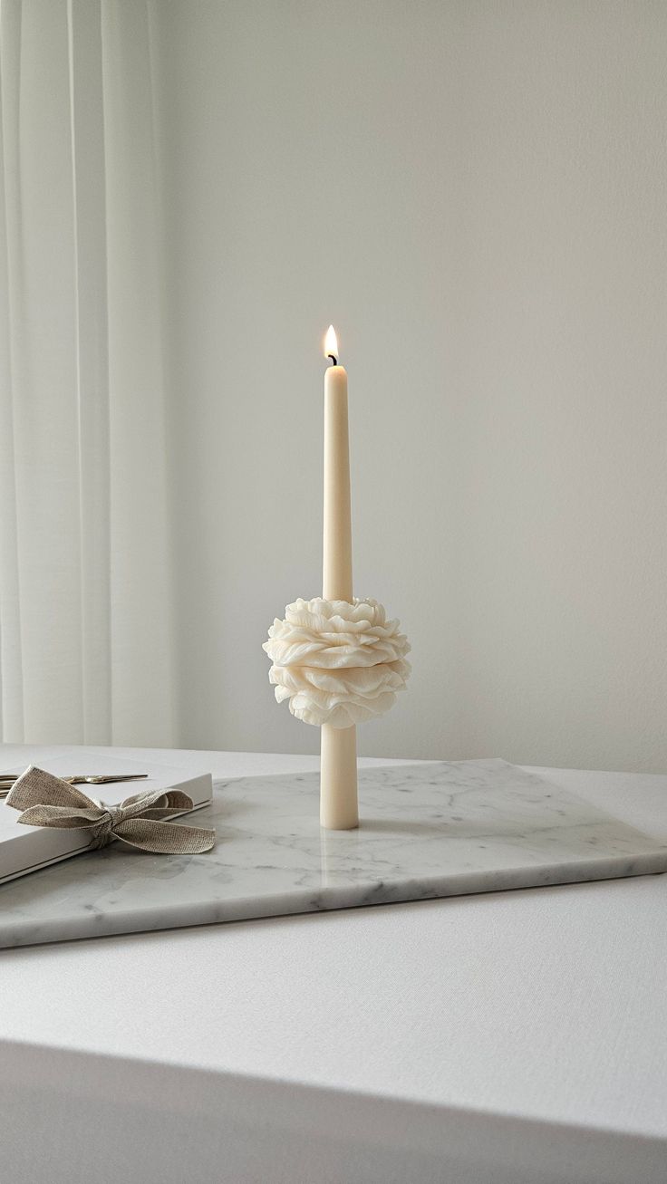 Flamingo Flower Tapered Candle – Elegant Wedding & Home Décor
