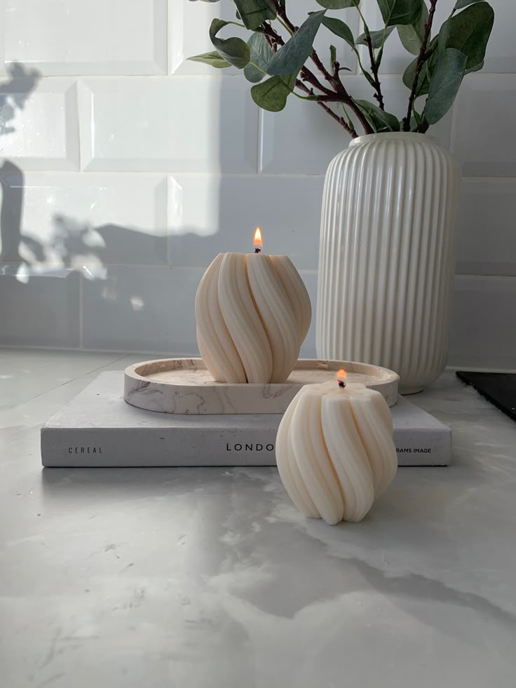 Swirl Scented Candle Pack of 2 – Rose Fragrance, Soy & Bee Wax