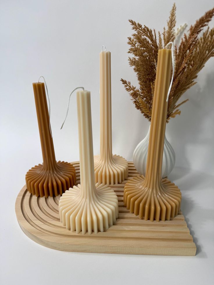 Long Tower Scented Candle with Ribbed Base – Designer Candle for Home Decor & Gifting