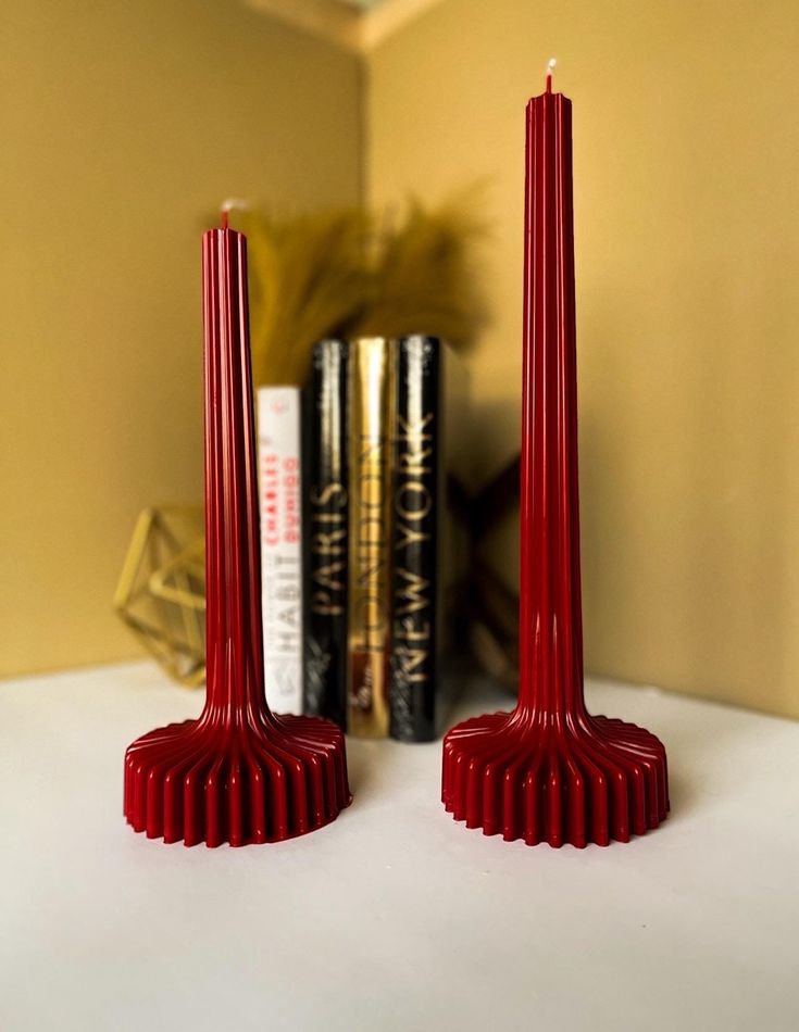 Long Tower Scented Candle with Ribbed Base – Designer Candle for Home Decor & Gifting