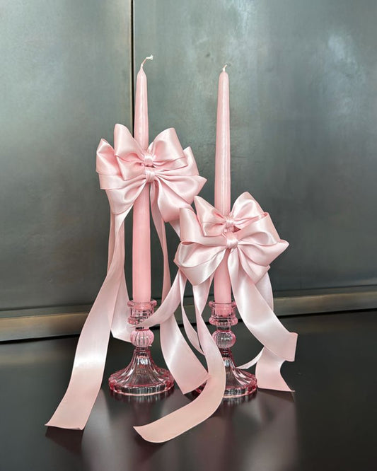 Pastel Pink Scented Taper Candles - Aesthetic Birthday & Home Decor Set up (Set of 3)