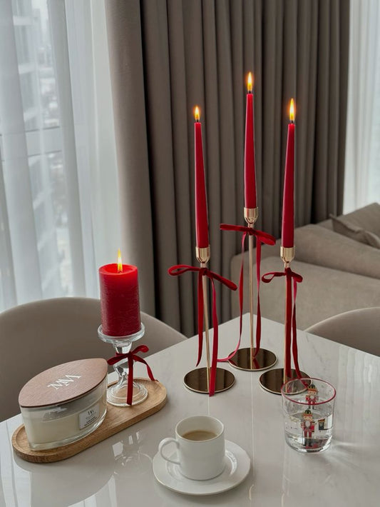 Elegant Red Taper Candles – Romantic Dinner & Festive Décor Essential (pack of 3)