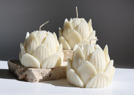 Blossom Lotus Flower Candle – Set of 2 Scented Floral Candles by Vyory