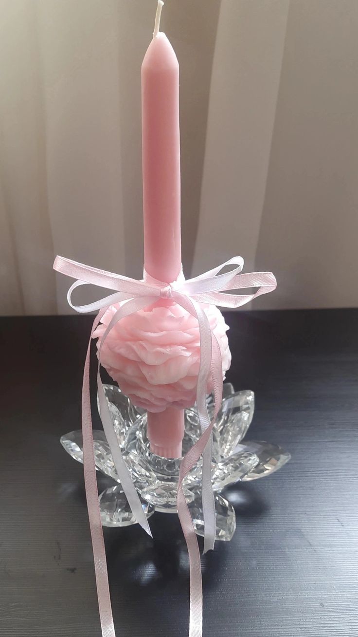 Flamingo Flower Tapered Candle – Elegant Wedding & Home Décor