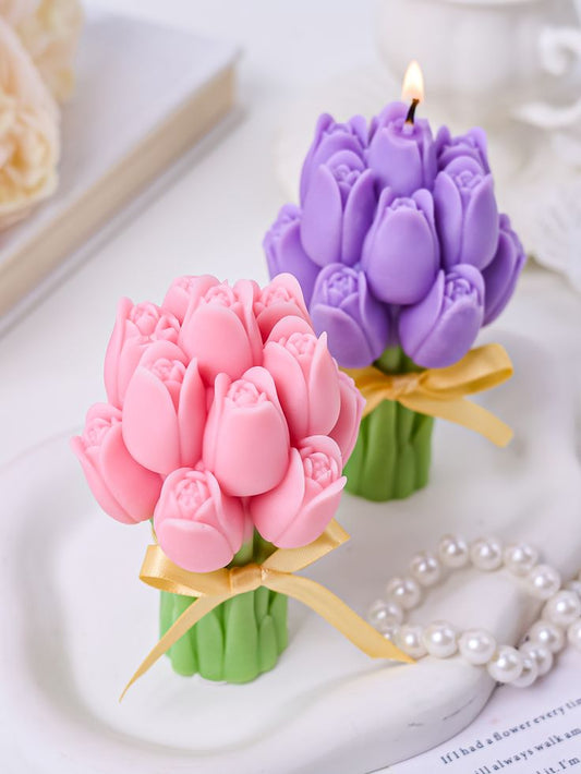 Tulip Bouquet Scented Candle – Artistic Flower-Shaped Scented Candle for Gifting & Home Décor