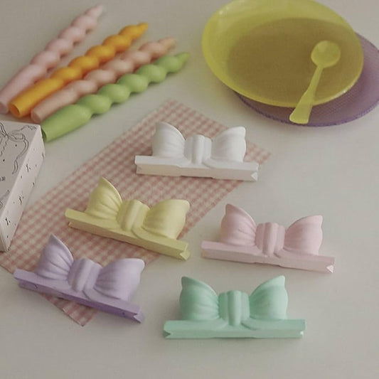 Pastel Bow Candle Holders – Decorative Tabletop Stand for Taper Candles