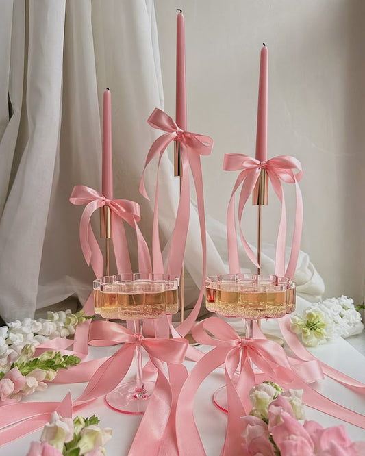 Pastel Pink Scented Taper Candles - Aesthetic Birthday & Home Decor Set up (Set of 3)