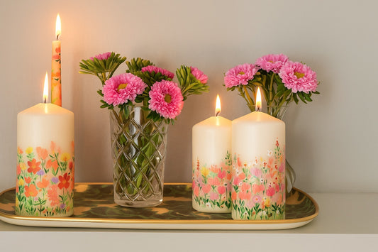 Hand Painted Pillar Scented candle (Pack of 2)