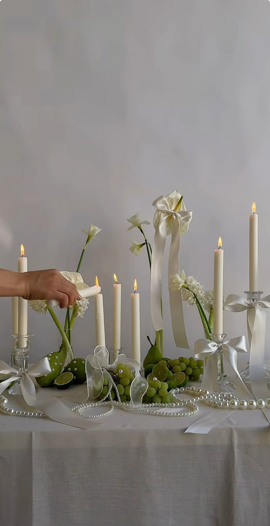 Elegant White Scented Taper Candles  - Perfect for Weddings and Decor (Set of 3)