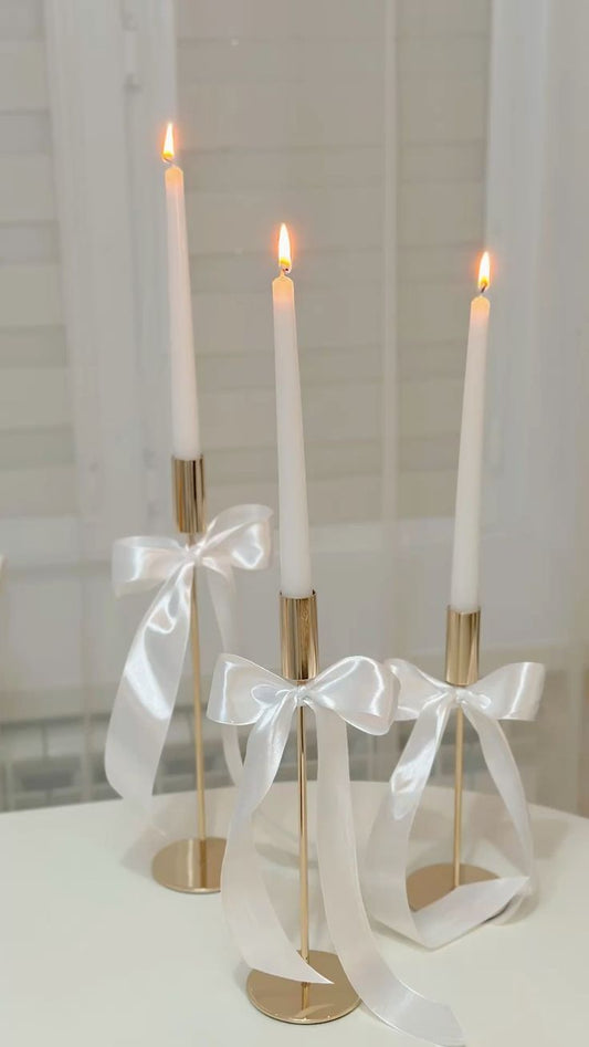 Elegant White Scented Taper Candles  - Perfect for Weddings and Decor (Set of 3)