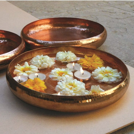 Round Hammered Gold Metal Urli – Decorative Bowl for Candles & Diwali Decor (Bulk)