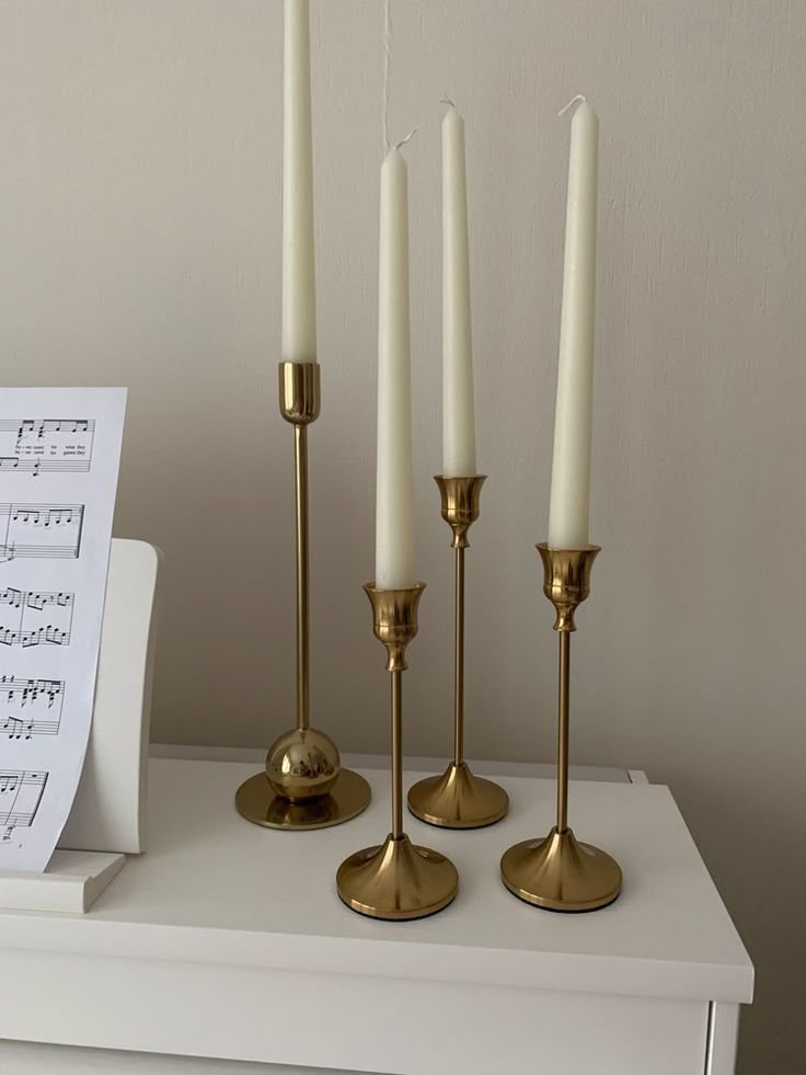 Elegant White Scented Taper Candles  - Perfect for Weddings and Decor (Set of 3)