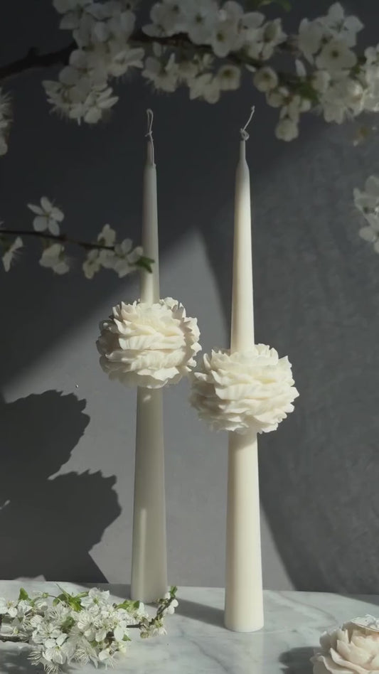 Flamingo Flower Tapered Candle – Elegant Wedding & Home Décor